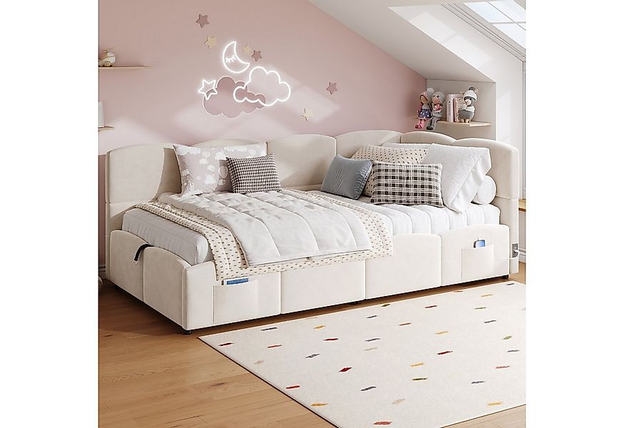 Odikalo Kinderbett Schlafsofa Polsterbett Jugendbett mit Bettkasten (Polste günstig online kaufen