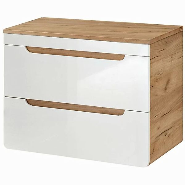 Lomadox Waschbeckenschrank LUTON-56 weiß mit Wotan Eiche Nb. 81/61,5/46 cm günstig online kaufen