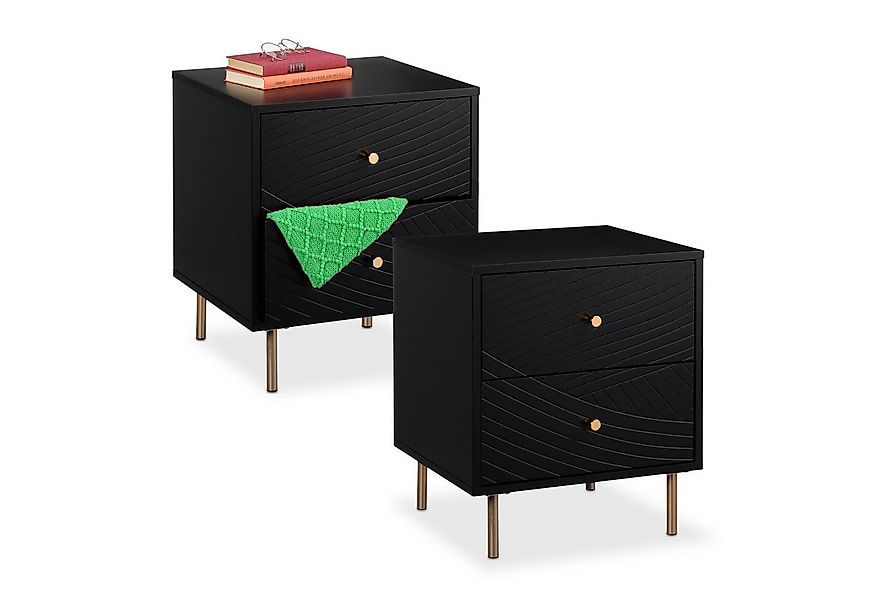 relaxdays Nachttisch mit 2 Schublade, 2er Pack günstig online kaufen