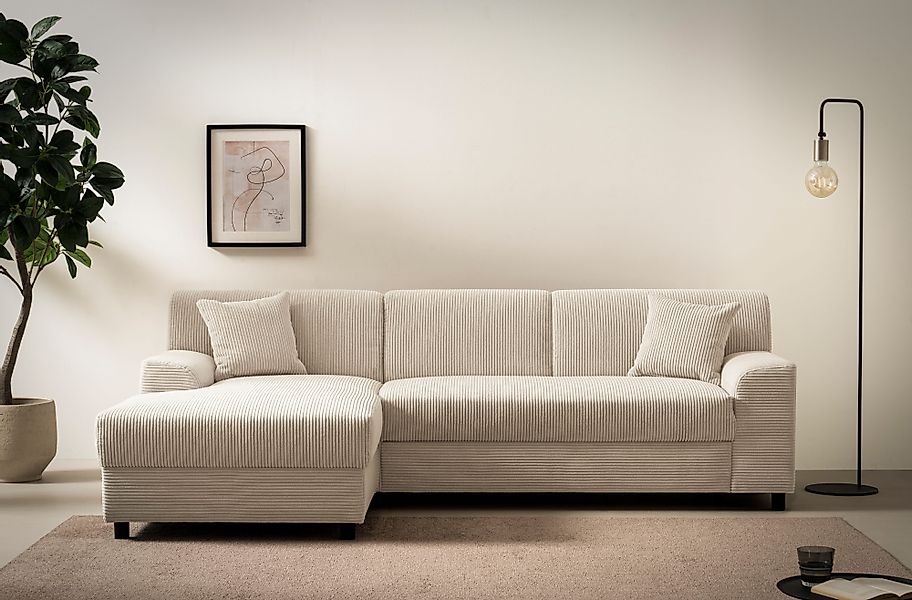 DOMO collection Ecksofa "Turah 2, L-Form, Cord oder Luxus-Microfaser, komfo günstig online kaufen