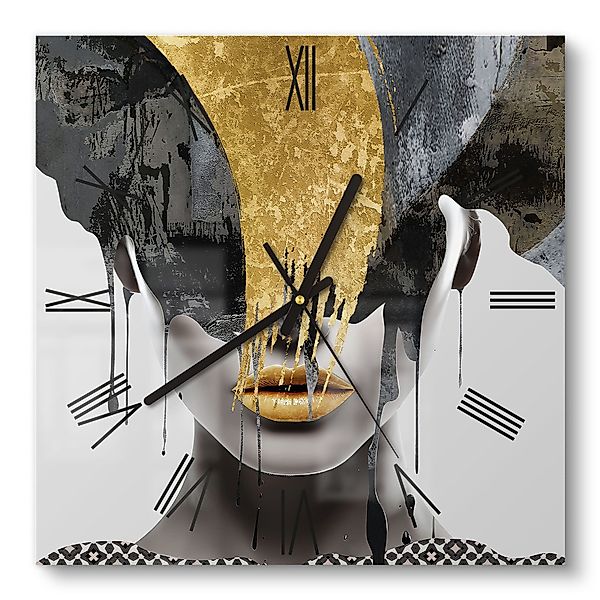 DEQORI Wanduhr 'Goldener Schimmer' (Glas Glasuhr günstig online kaufen