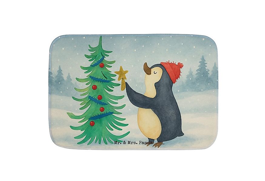 Mr. & Mrs. Panda Badematte Pinguin Weihnachtsbaum Design, Badvorleger, Weiß günstig online kaufen