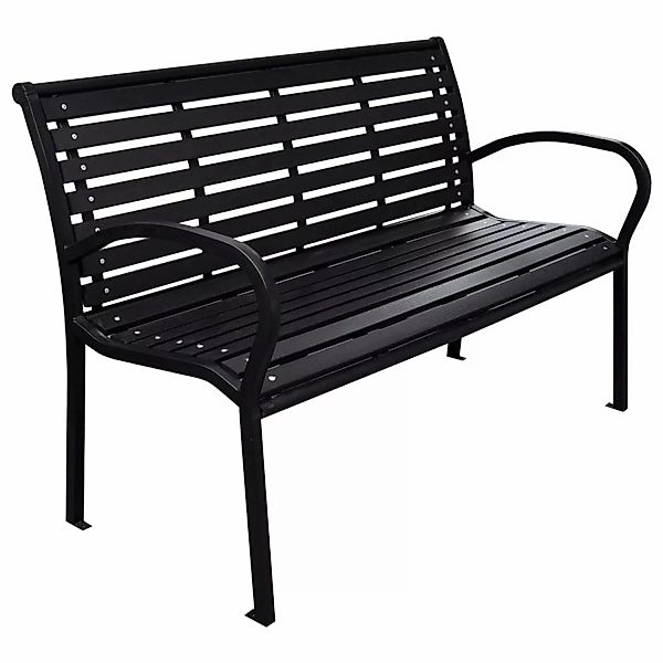 furnicato Gartenbank Schwarz 116 cm Stahl und WPC günstig online kaufen