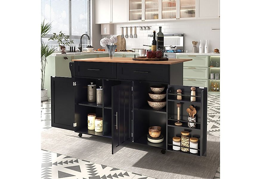 Flieks Küchenwagen mit erweiterbarer Arbeitsplatte (Rollen/Massivholzbeine günstig online kaufen