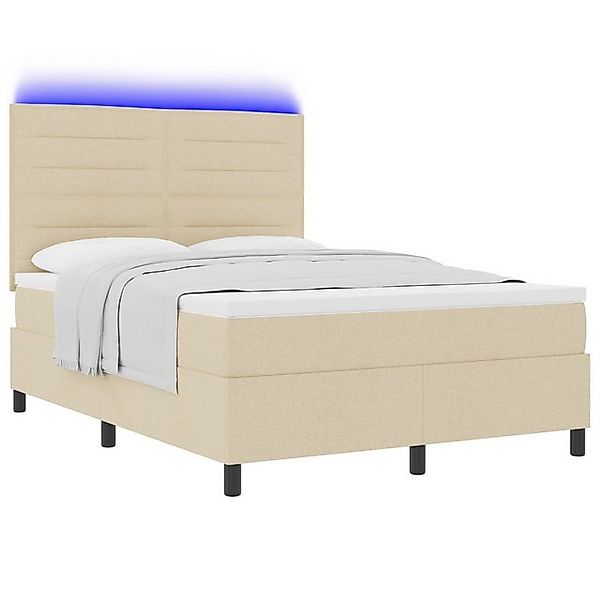 vidaXL Bett Boxspringbett mit Matratze & LED Creme 160x200 cm Stoff (1-tlg) günstig online kaufen