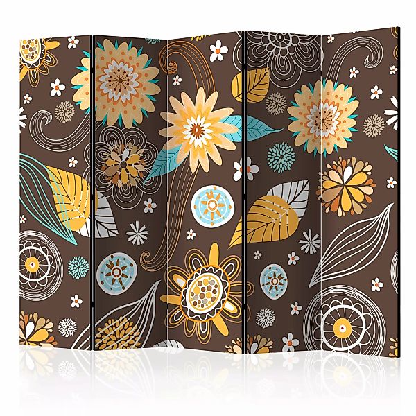 5-teiliges Paravent - Transparent Flowers Ii [room Dividers] günstig online kaufen