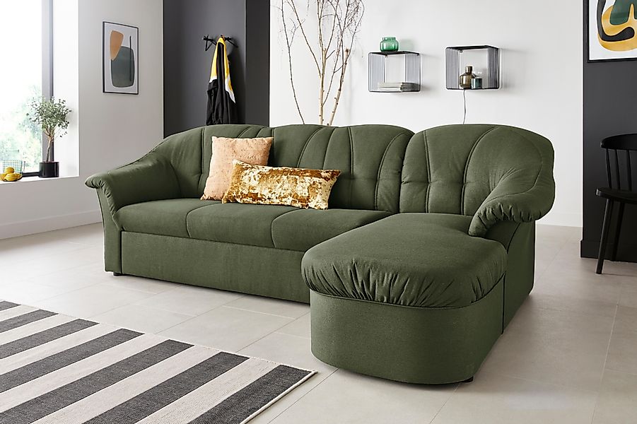 DOMO collection Ecksofa »Pegnitz, elegante Rückensteppung, kompakte Stellma günstig online kaufen