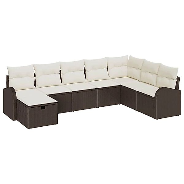 vidaXL Garten-Sofa-Set mit Kissen mit Speicher 8-Tlg Braun Poly Rattan 3360 günstig online kaufen