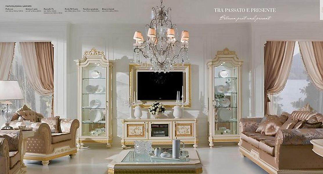 JVmoebel Vitrine Vitrine Schränke Vitrinen Holz Luxus Wohnzimmer Möbel Gold günstig online kaufen