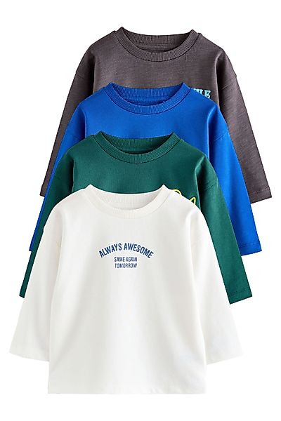 Next Langarmshirt 4er-Pack Langarmshirts mit Grafik-Print günstig online kaufen