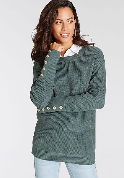 Laura Scott Strickpullover Grobstrick, mit Zierknöpfen günstig online kaufen