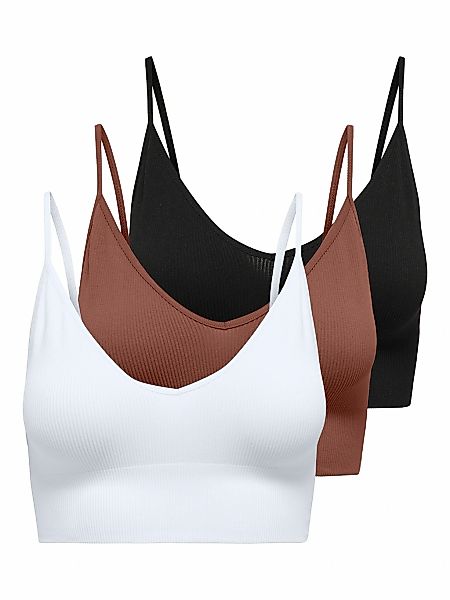 ONLY Bustier "ONLVICKY RIB S-L V-NECK 3-PACK TOP NOOS", 3 Stk. figurbetont, günstig online kaufen