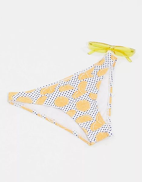 Chelsea Peers – Gepunktete Bikinihose mit Orangen-Aufdruck aus recycelten M günstig online kaufen