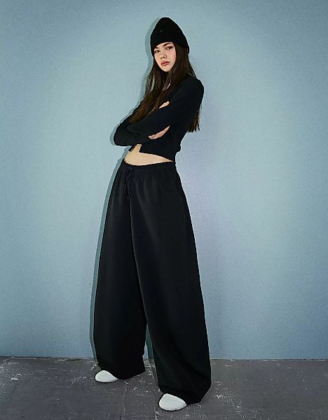 Bershka Barrel-Fit-Hose Aus Plüsch Damen S Schwarz günstig online kaufen