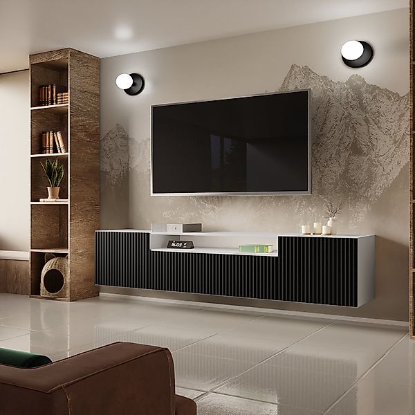 Beautysofa TV-Schrank Moderner Hängeschrank mit gefräster günstig online kaufen