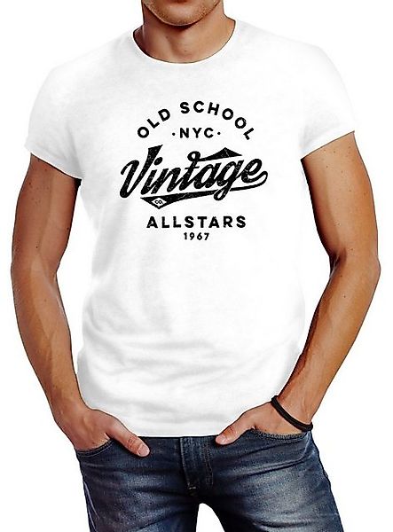 Neverless Print-Shirt Neverless® Herren T-Shirt College Style Schriftzug Ol günstig online kaufen