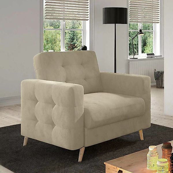 Sessel Wohnzimmer Sessel in Beige mit gepolsterter Rückenlehne günstig online kaufen