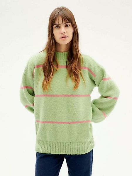 Thinking Mu Rundhalspullover Parrot Green Madi Stripes Knitted Sweater günstig online kaufen