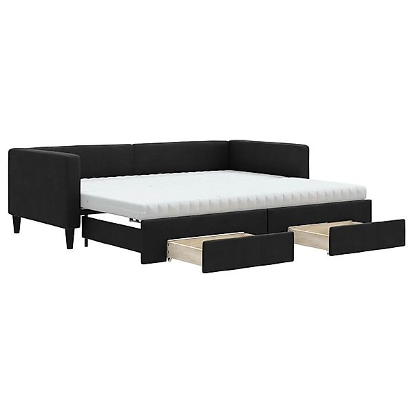 vidaXL Tagesbett Ausziehbar mit Schubladen Schwarz 90x200 cm Stoff1881253 günstig online kaufen