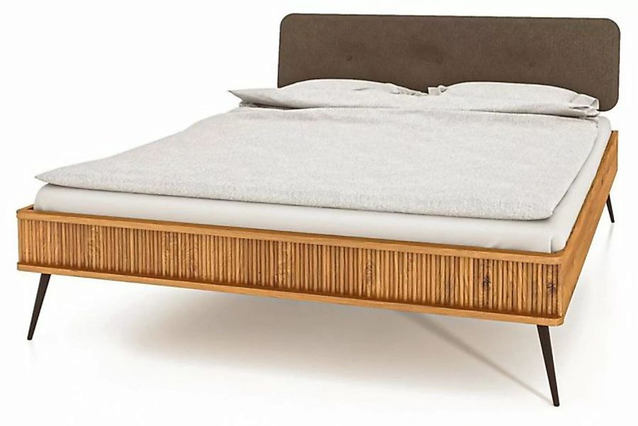 byoak Bett KULA 160 x 200 aus Massivholz, mit Polsterkopfteil, Naturgeölt günstig online kaufen