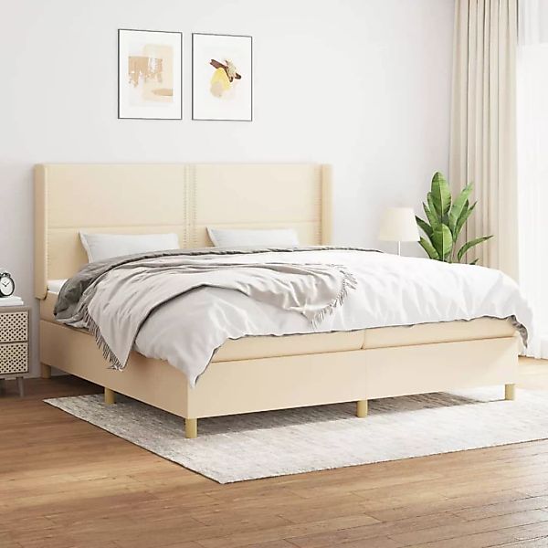 vidaXL Boxspringbett Boxspringbett mit Matratze Creme 200x200 cm Stoff Bett günstig online kaufen