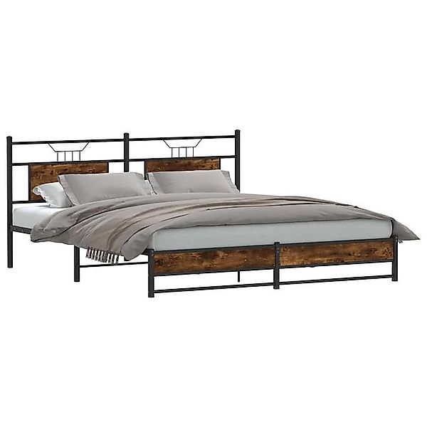 vidaXL Bett Metallbett ohne Matratze Räuchereiche 180x200 cm günstig online kaufen