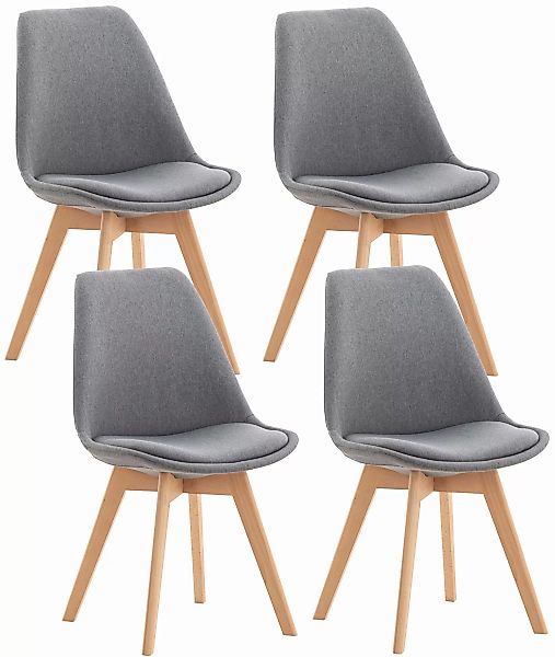 4er Set Stuhl Linares Stoff Hellgrau günstig online kaufen