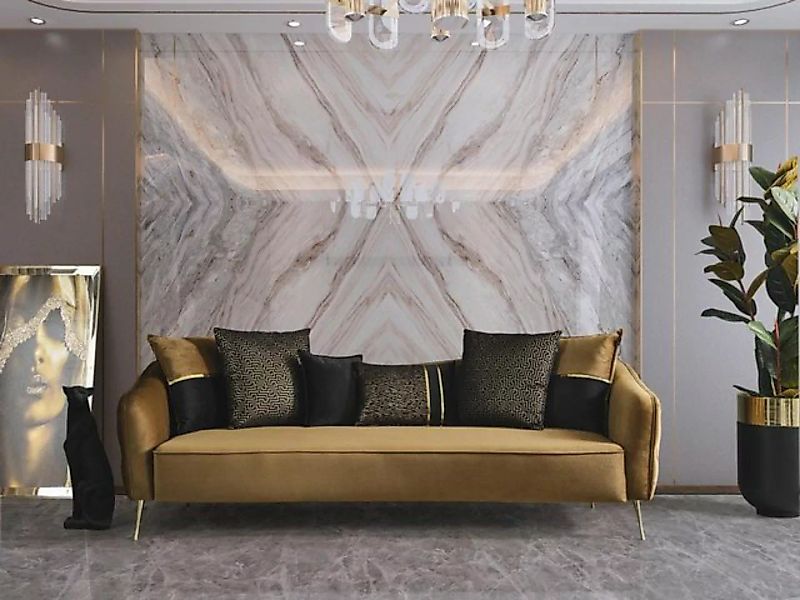 JVmoebel Sofa Goldene Stoff 3-Sitzer Textilsofa braun Couch Polstersofas, M günstig online kaufen