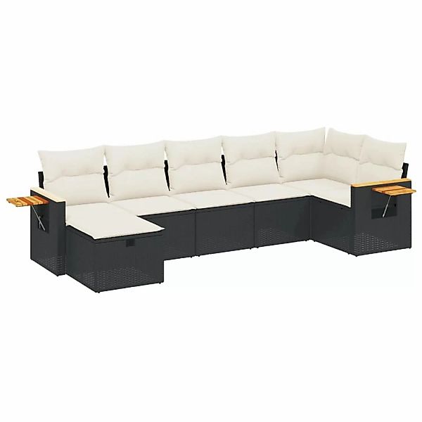 vidaXL 7-tlg Garten-Sofagarnitur mit Kissen Schwarz Poly Rattan Modell 210 günstig online kaufen