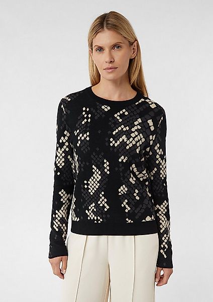 comma Longpullover Strickpullover Feinstrickpullover mit Jacquard-Muster günstig online kaufen