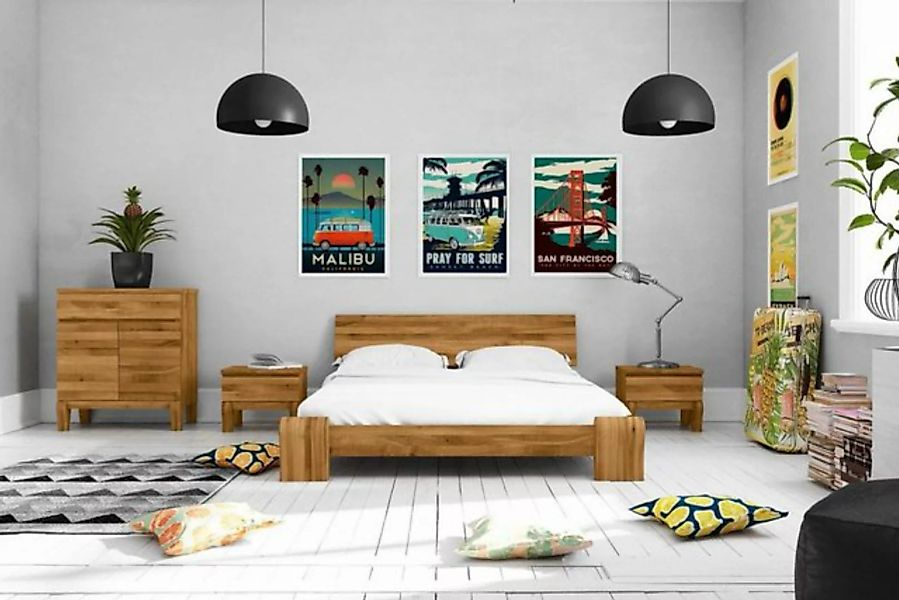 Natur24 Einzelbett Bett Mona 2 Sonderlänge 140x220 Wildeiche Holzkopfteil u günstig online kaufen