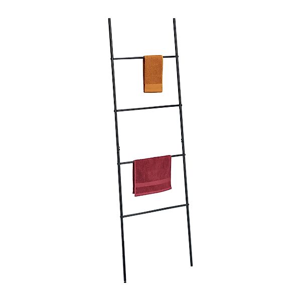 relaxdays Handtuchleiter Schwarze Handtuchleiter mit 4 günstig online kaufen