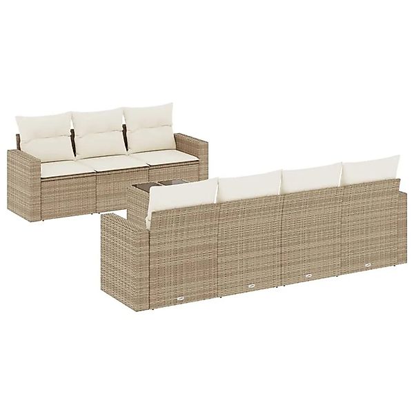 vidaXL 8-Tlg Garten-Sofagarnitur mit Kissen Beige Poly Rattan 3251065 günstig online kaufen