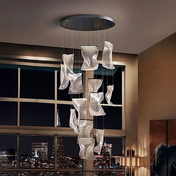 LED-Hängeleuchte Velos II, 13-fl., chrom, dim, Kunststoff günstig online kaufen