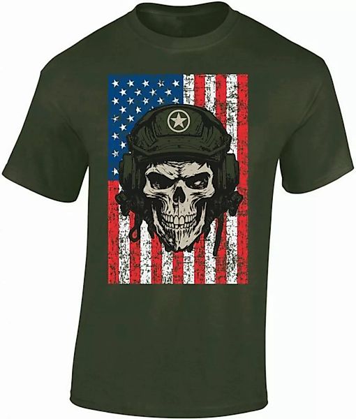 Baddery Print-Shirt US Army Shirt - Army Skull - USA T-Shirt Männer - Stars günstig online kaufen