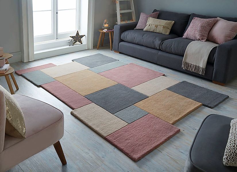 FLAIR RUGS Wollteppich "Abstract Collage, 100% Wolle" rechteckig 11 mm Höhe günstig online kaufen