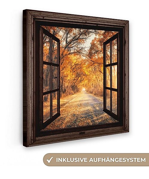 OneMillionCanvasses® Leinwandbild Wald - Herbst - Bäume - Natur - Fensterbl günstig online kaufen