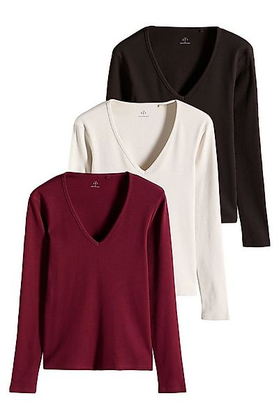 The Set Langarmshirt The Set Langarmshirts mit V-Ausschnitt, 3er-Pack (3-tl günstig online kaufen