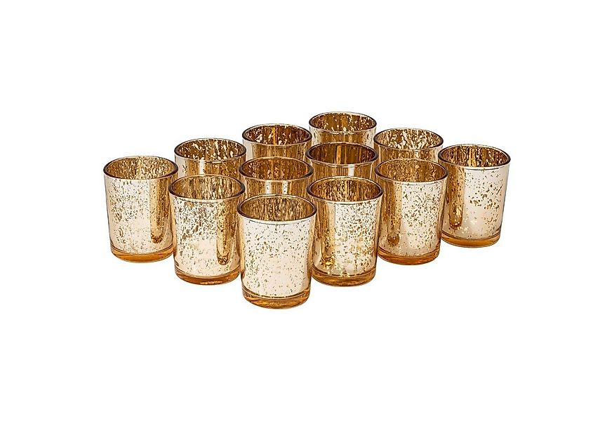 Kamelio Teelichthalter 12er Set Teelichtgläser gold Windlicht Tischdeko Wei günstig online kaufen
