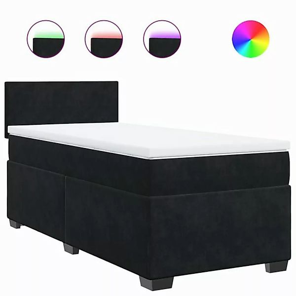 vidaXL Bettgestell Boxspringbett mit Matratze Schwarz 90x200 cm Samt Bett B günstig online kaufen