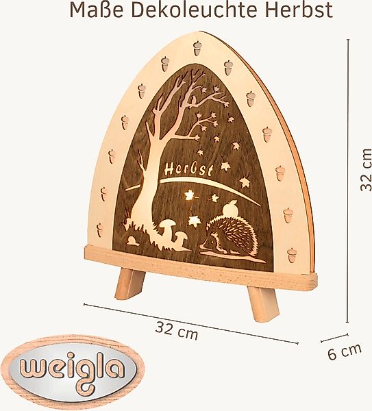 Weigla LED Dekolicht "Herbst, Tischleuchte aus Holz, NATUR-BRAUN", 1 flammi günstig online kaufen