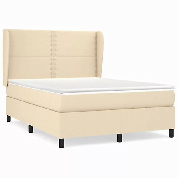 vidaXL Boxspringbett Boxspringbett mit Matratze Creme 140x200 cm Stoff Bett günstig online kaufen