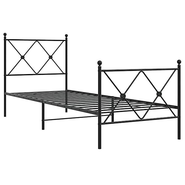 vidaXL Bettgestell mit Kopf- und Fußteil Metall Schwarz 75x190 cm 376510 günstig online kaufen