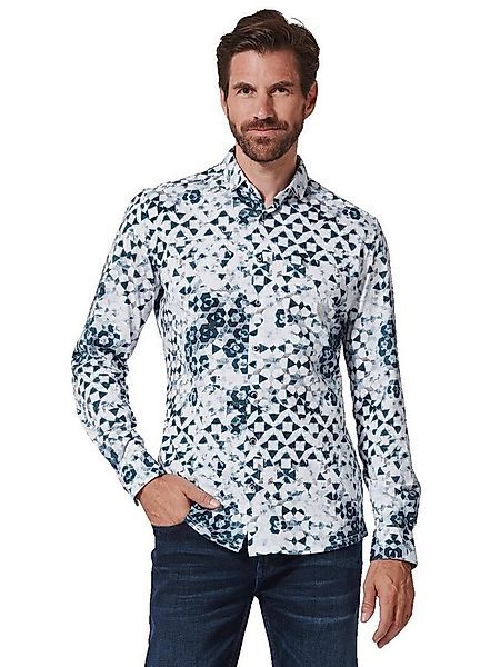 Engbers Langarmhemd Herren Langarm-Hemd gemustert, Blautuerkis günstig online kaufen