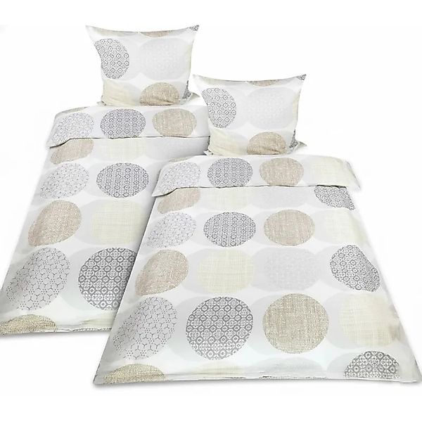 Beautissu Biber Bettwäsche 4tlg Josi 135x200cm 80x80cm Beige günstig online kaufen