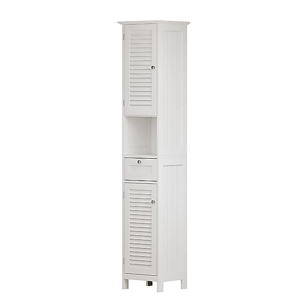 Vicco Badschrank Riad Weiß 32 x 170 cm mit Türen Schublade und offenem Fach günstig online kaufen