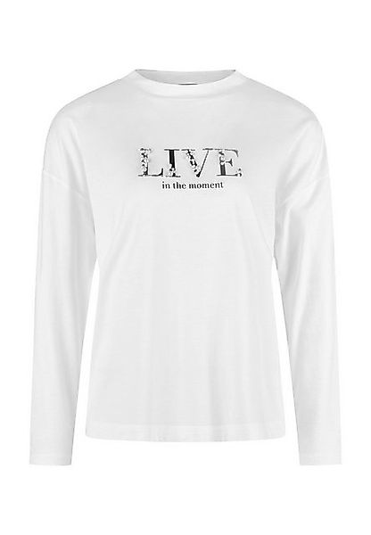 MARC AUREL Langarmshirt mit Mottoprint und Zierstickerei günstig online kaufen