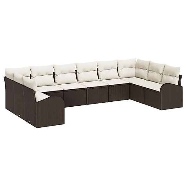 vidaXL Sofa Set mit Kissen 10-Tlg Braun und Creme Poly-Rattan 3354887 günstig online kaufen