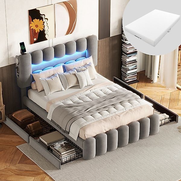 HAUSS SPOLE Polsterbett 140x200cm mit 4 günstig online kaufen