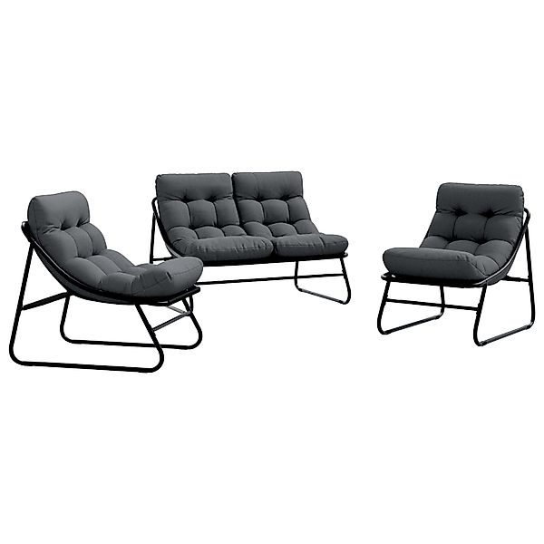 vidaXL Gartenstuhl Outdoor Sitzset Dunkelgrau Metallrahmen günstig online kaufen